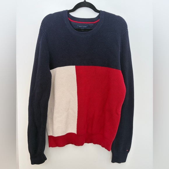 Tommy Hilfiger Sweaters - Tommy Hilfiger Women's Sweater - Colourblock Navy/Red/Cream